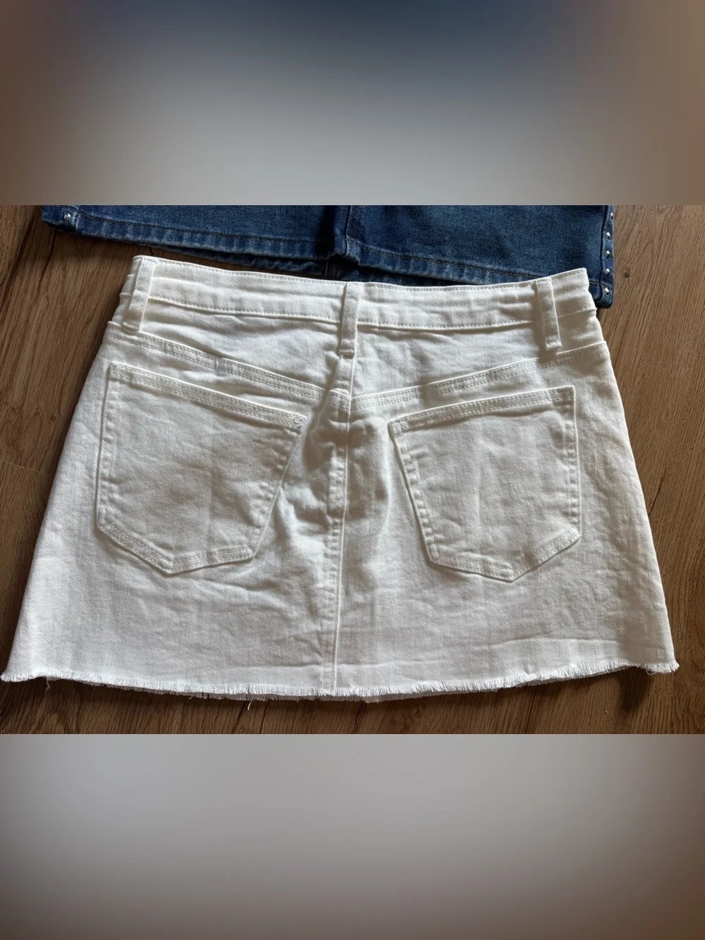 Kids Denim Miniskirt and Shorts Set - White, Cream & Blue Size M 12-14 YO